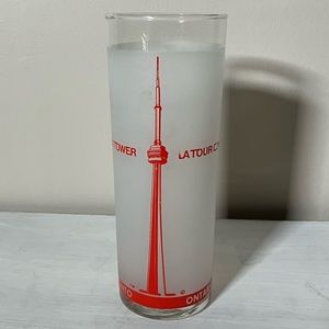 vintage glass CN Tower souvenir frosted glassware retro Toronto cocktail recipe